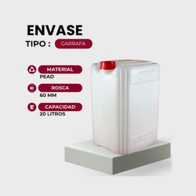 Garrafa en PEAD, capacidad 20 litros