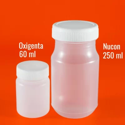 Envases en plástico para Oxigenta x 60 Ml y  envase Nucon x 250 ml